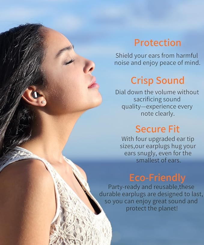 Ear Plugs for Sleeping Noise Cancelling EarPlugs Concert Reusable Ear Protection for Musicians,Rave,Focus,Moto and Sleep 25dB Silicone Earplugs Noise Reduction 8 Pair Ear Tips (XS/S/M/L) Black White