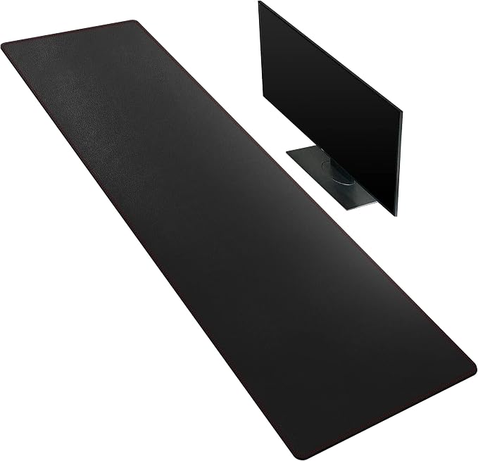ZORESYN Waterproof PU Leather Desk Pad (63.0"x15.8") - Office Desk Mat for Keyboard and Mouse - Black Extended Mouse Pad with Nonslip Base for Home & Office