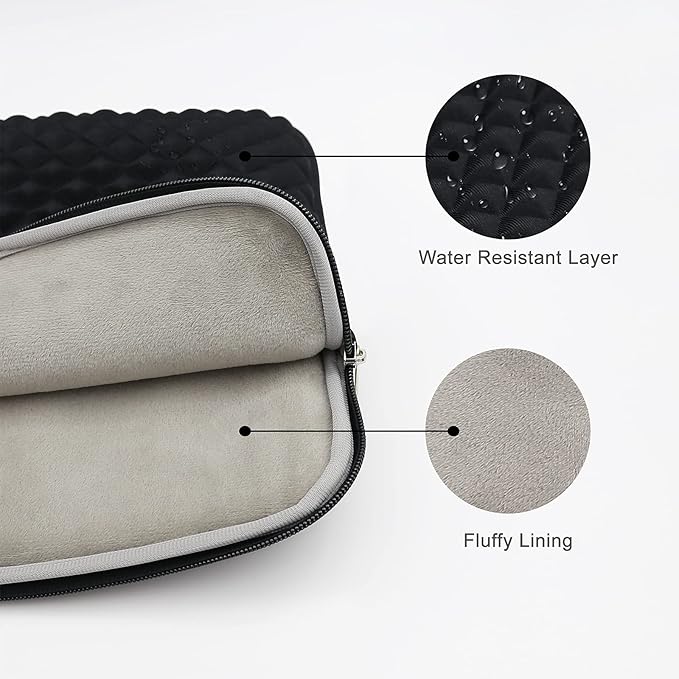 RAINYEAR 16 Inch Laptop Sleeve Diamond Foam Shock Resistant Padded Case Fluffy Lining Zipper Cover Carrying Bag Specially Compatible with New 16" MacBook Pro A2141 A2485 M1 M2 M3 M4(Black)