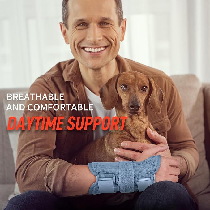 FEATOL Wrist Brace Carpal Tunnel for Women Men, Adjustable Night Sleep Support Brace with Splints Left Hand, Large/X-Large