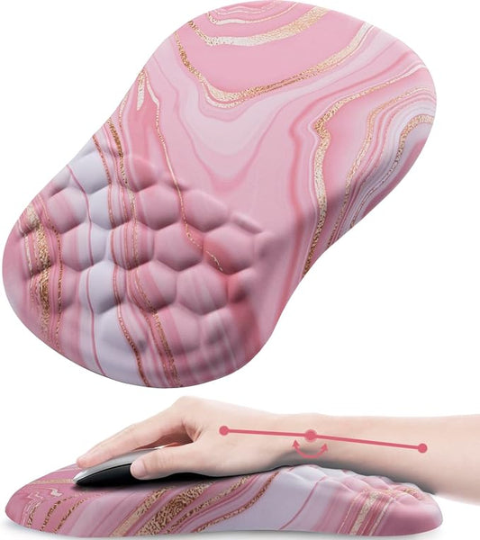 Ergonomic Mouse Pad Wrist Rest, 15° Memory Foam, Non-Slip PU Base | Mouse Pad15° Ergonomic Tilt, 100% Memory Foam, Smooth Lycra Surface, for Office & Gaming, Pain Relief Wrist Support,Pink