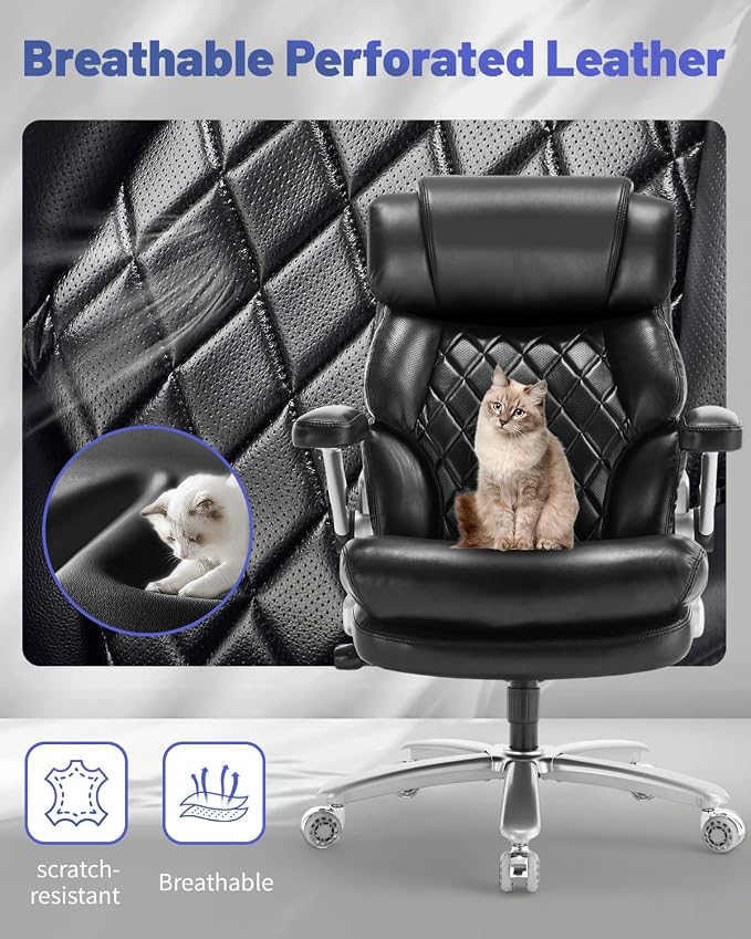 800LBS Big and Tall Office Chair for Heavy People, Heavy Duty Executive Chair with High Back, Extra Wide Seat and Adjustable Lumbar, Large Computer Desk Chair with 5D Flip Arms for Home Office