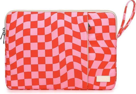 Laptop Sleeve 13.3 inch14 Inch, 15.6inchWater Resistant Traveling Computer Cover with Handle, Shockproof Protective Carrying Laptop Case (Y8-Pink Checker, 16 inch)