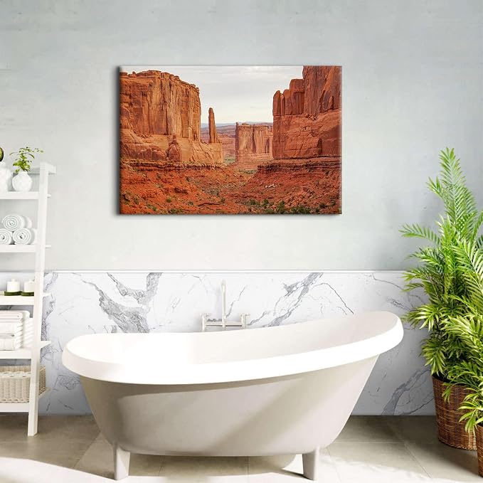 Large National Park Landscape Canvas Wall Art for Bedroom Wall Decor Vintage Grand Canyon Cliff Scenery Picture Wall Decor Nature Orange Rock Mountain Prints Paintings Artwork Home Decoration 32x48"