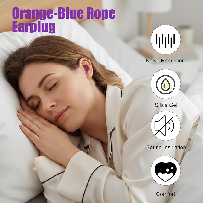 Nogeqi 12 Pairs Reusable Ear Plugs for Sleeping Silicone Earplugs Soft for Swimming Noise Cancelling for Snoring, Concert, Work, Study, Noisy Places (Black Blue Purple)
