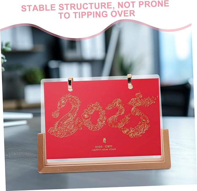 Veemoon 1 Set Sturdy Desk Calendar Holder Base with Acrylic Ring Versatile Flip Calendar Display for Office Home Decor Quick Setup for Photos Notes