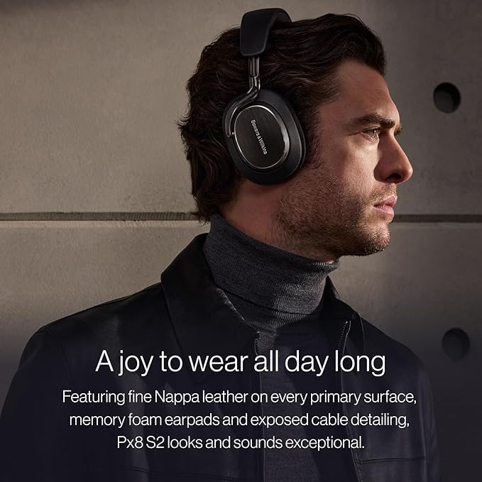 Bowers & Wilkins Px8 S2 Wireless Over-Ear Headphones, Active Noise Cancelling & Transparency Mode, High-Res Playback, 30H Playtime with Quick Charge, Bluetooth Headphones, Warm Stone