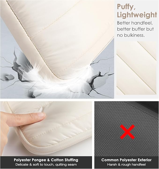 MoKo 13-14 Inch Puffy Laptop Sleeve, Laptop Carrying Bag Fit with New Mac Neo A18 Pro, Mac Pro M5 14" 2026, Mac Air 13.6/13.3, iPad Pro 12.9/13, Notebook Laptop Travel Bag, Milky White