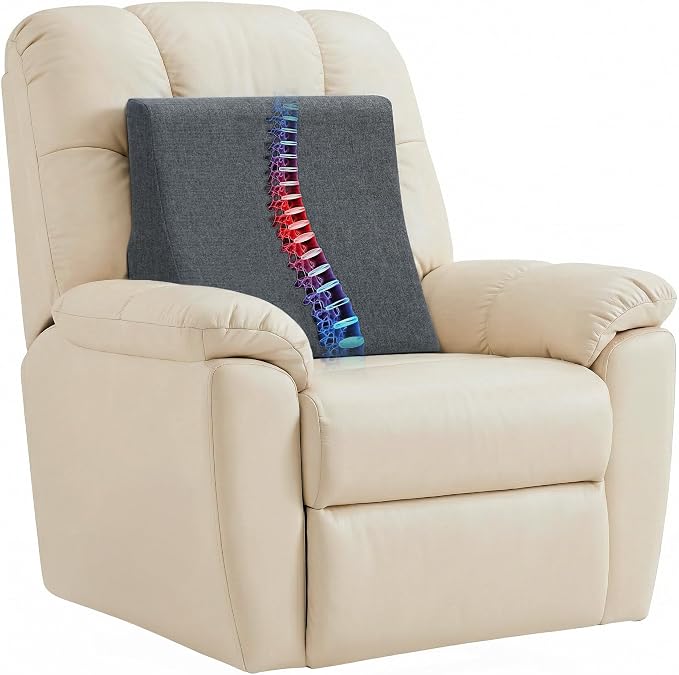 Vekkia Lumbar Support Pillow for Recliner(Gray) | Rocking Chair Pillow for Lower Back Pain Relief/Lumbar Cushion for Sofa/Recliner Cushions for Elderly/Washable Cover