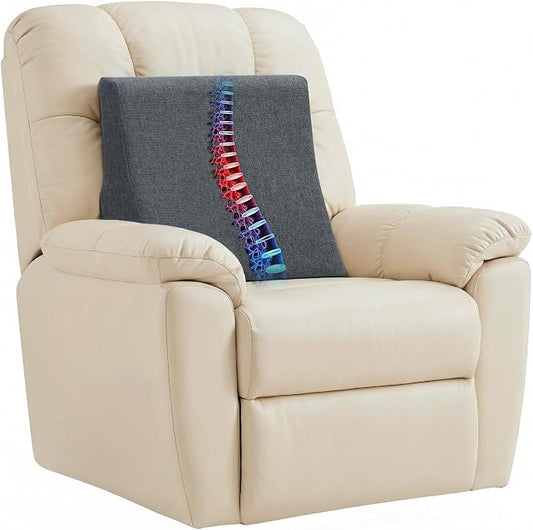 Vekkia Lumbar Support Pillow for Recliner(Gray) | Rocking Chair Pillow for Lower Back Pain Relief/Lumbar Cushion for Sofa/Recliner Cushions for Elderly/Washable Cover