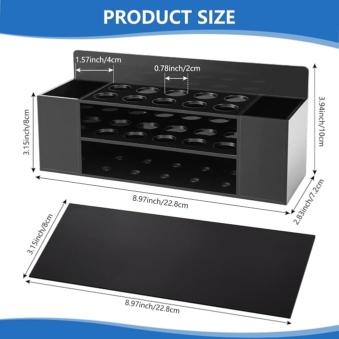 Acrylic Magnetic Dry Erase Marker Holder, 10 Slots Black Magnetic Marker Pen Holder, Magnet Storage for Whiteboard, Desk Locker Organizer Accessories, Office, Classroom, Home