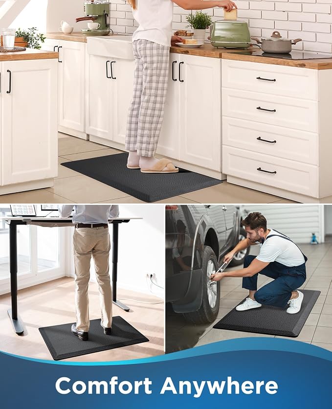 Ophanie Kitchen Mats for Floor, 1/2 inch Thick, 20x32 Anti Fatigue Cushioned Mat,Kitchen Rugs,Waterproof,Comfort Ergonomic Standing Mat for Office,Home,Sink with 99+ Pairs of Anti-Slip Bottom Ridges