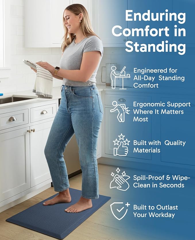 Ophanie Kitchen Mats for Floor, 1/2 inch Thick, 20x32 Anti Fatigue Cushioned Mat,Kitchen Rugs,Waterproof,Comfort Ergonomic Standing Mat for Office,Home,Sink with 99+ Pairs of Anti-Slip Bottom Ridges