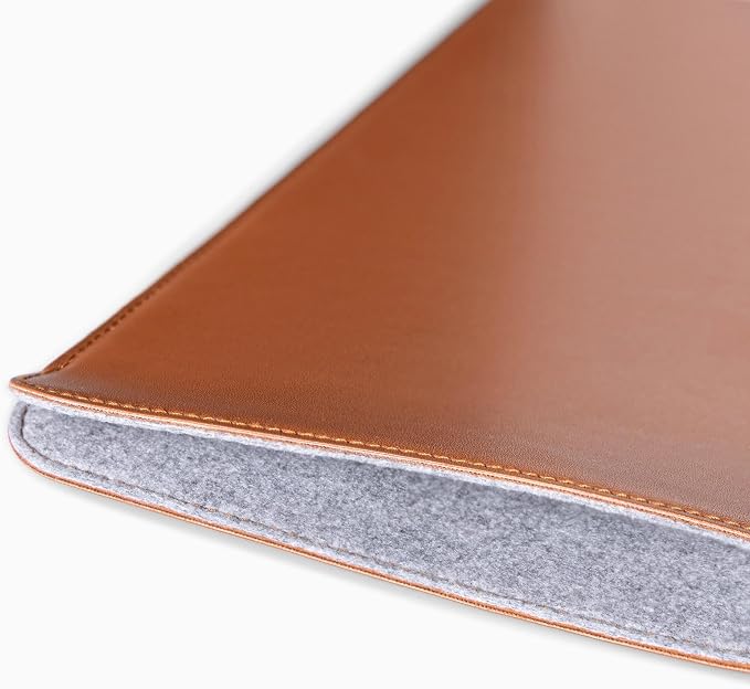 Comfyable Laptop Sleeve 13 Inch Precisely Compatible with MacBook Air M5 2026 & MacBook Pro/Neo A18, Faux Leather Cover Case, Brown