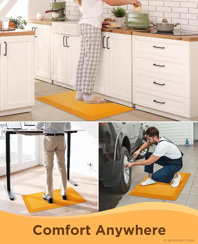 Ophanie Kitchen mats for Floor, 3/4 inch Thick, Kitchen Rugs, 20x39 Anti Fatigue Standing Cushioned Mat,Waterproof,Comfort Ergonomic mat for Office, Home,Sink with 99+ Pairs of Anti-Slip Bottom Ridges