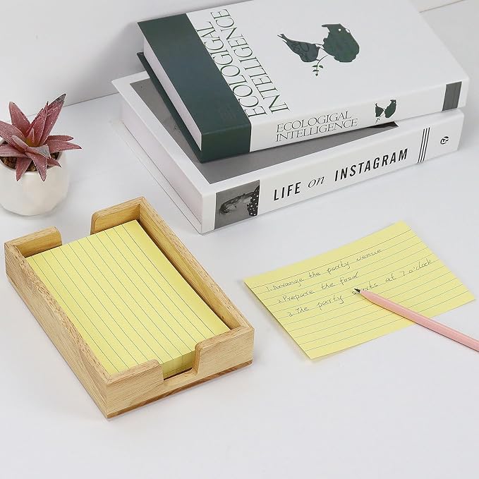 MultiBey Rubber Wood Sticky Note Holder - 4x6 Inch Note Pad Dispenser | Self-Stick Note Pad Holder Dispenser Case, Wooden Memo Pads Organizer for Office Desk Accessories & School Supplies