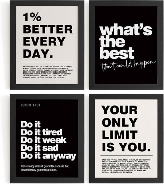DSHFG Motivational Inspirational Office Wall Art Decor Prints Set of 4, Motivational Wall Decor Trendy Retro Posters for Office Home Decor, 12x16 Unframed