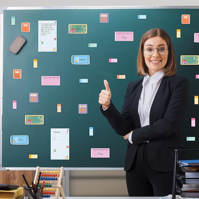 B1ykin Cute Sticky Notes Set - Thank You Teacher Self-Stick Notes Pad, 550 Sheets Writing Memo Pages Sticky Notepad for Teacher Appreciation Gifts, School Office Supplies (Composition Line Teacher)
