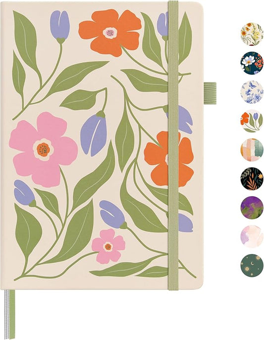 &And Per Se Lined Hardcover Notebook – A5 5.7"x8" College Ruled, 160 Pages, 100gsm Thick Paper – Aesthetic Journal for Women, Gift-Ready Planner, Everyday Writing Notebook (Botanical Floral)