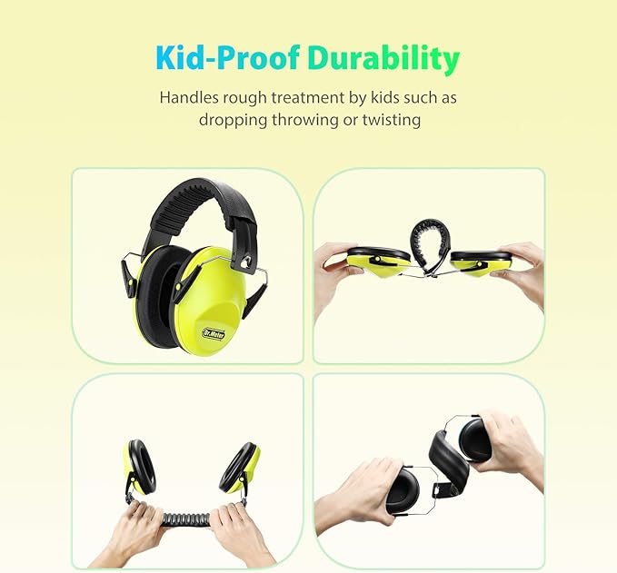 Ear Protection for Kid: EM100 SNR27.4 Kids Noise Cancelling Headphones with Adjustable Headband - Kid Hearing Protection for Monster Truck Mowing Demo Derby and Concert - Yellow