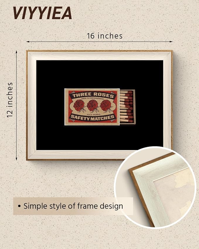 VIYYIEA Vintage Framed Wall Art for Living Room, Matchbox II Canvas Prints, Print Painting Home Decor, Stuff Picture, Bathroom Wall Decor Gifts for Friends or Family - 16L x 12W