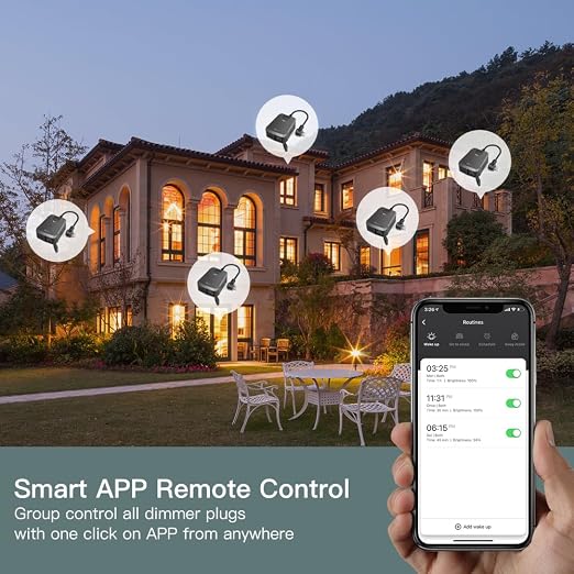 TREATLIFE 2 in 1 Outdoor Smart Dimmer Plug, 2 Individual Control Sockets, 600W, Compatible with Alexa, Google Home, IP64 Dimmer for Outdoor String Lights, Dusk to Dawn, 2.4GHz WiFi Only