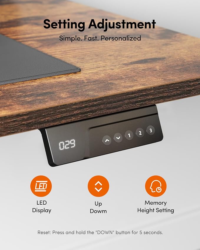 FEZIBO Electric Standing Desk, 55 × 24 Inches Height Adjustable, Sit and Stand Up, Home Office Computer Desk (Rustic Brown)
