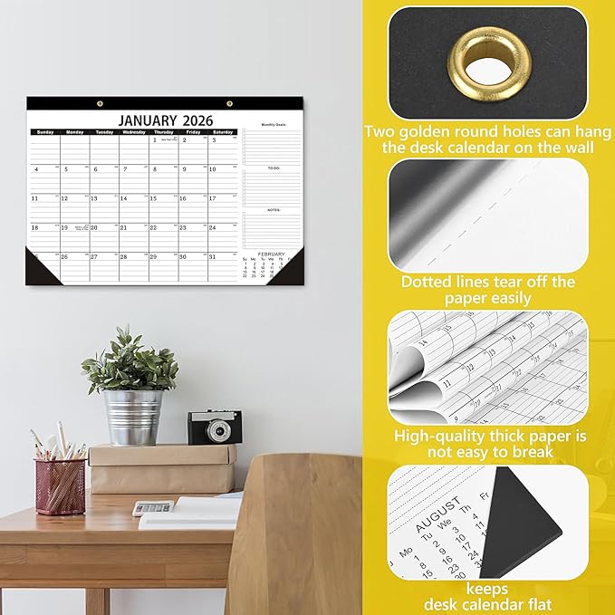 Desk Calendar 2026,2026 Desk Calendar-January 2026 to June 2027,18 Months-12x17 in,2026 Calendar,Calendar 2026 Perfect for Your Home,School or Office.