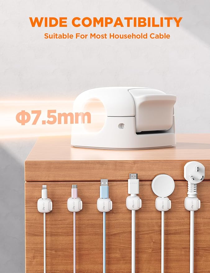6Pack Cord Organizer, Chfeila Spring Cable Clips [1s Lock] Cable Management, Cute Cord Holder for Nightstand Home Office Desk Accessories Women Men, 2026 Girls Guys College Dorm Room Essentials Decor