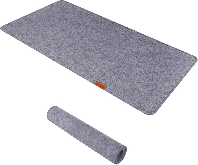 Large Felt Desk Protective Pad, 100X40cm/40''X16'' Non-Slip Felt Desk Mat Extended Gaming Mouse Pad Large Desk Pad Protector for Keyboard, Computer, Mouse, Laptop (Grey)