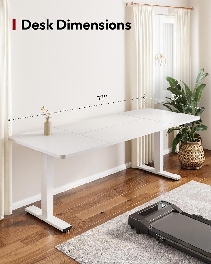 SANODESK Dual Motor Electric Standing Desk 79 x 32 Inches, Height Adjustable Sit Stand Desk with Large Splice Board for Home Office, Computer Workstation, Study & Gaming, White Frame/White Top