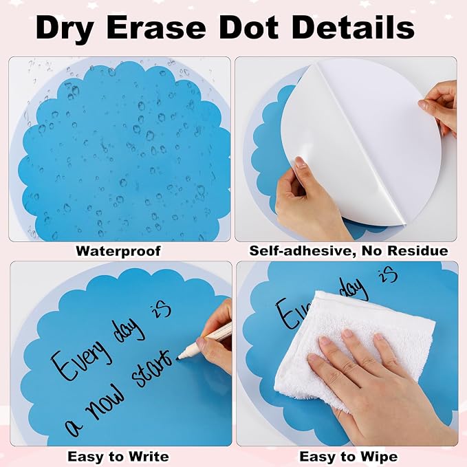 WSICSE 24 Pack Dry Erase Dots 11 Inch Circles Spots 8 Colorful Removable Whiteboard Stickers for Classroom Teachers Students Wall Table Desk & Floor Decals