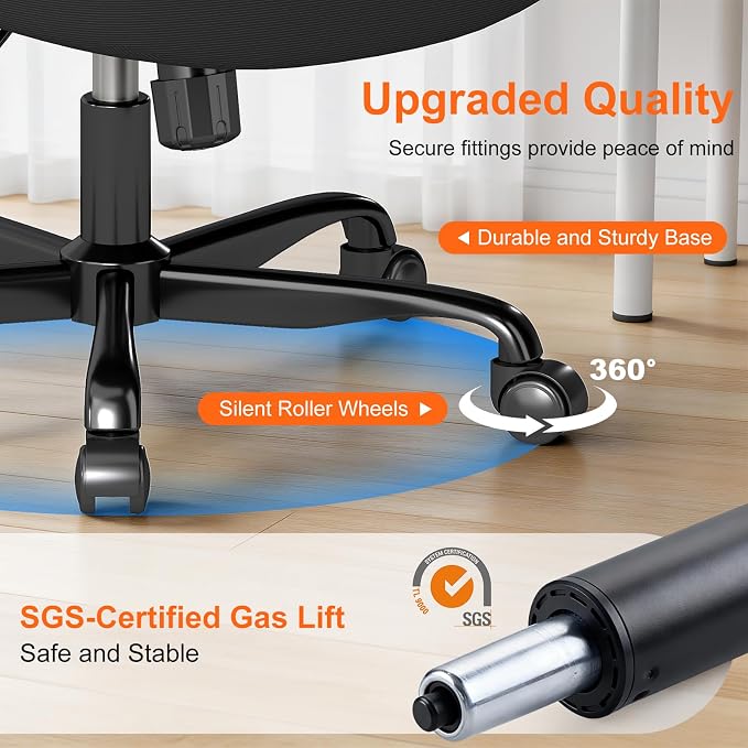 Ergonomic Office Chair – Comfy Mesh Desk Chair with Flip-Up Armrests & Smooth-Rolling Caster, Adjustable Height Home Computer Chair, Breathable & Supportive for Long Hours Sitting