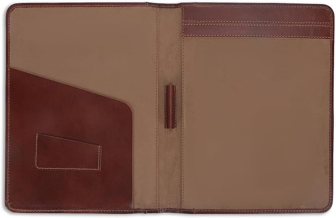 Heavy Duty Buffalo Leather Legal Pad Portfolio Handmade Executive Notebook Binder, Professional Padfolio Organizer Gift for Men and Women Genuine Leather Resume Document Holder (Wine)