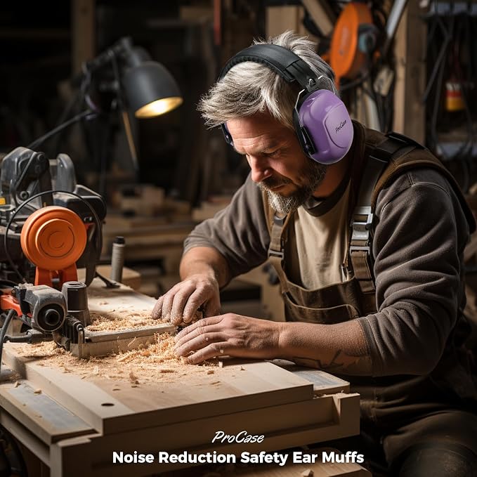 ProCase NRR 28dB Noise Reduction Ear Muffs, Foldable Adjustable Passive Noise Cancelling Headphones for Adults Kids Autism, Hearing Protection for Shooting, Construction, Mowing, Studying -Pure Purple