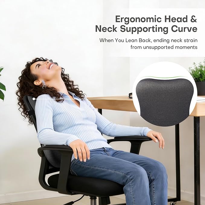 Back Support for Office Chair, 24" Full Back Memory Foam Cushion | No Forward Push Design • Lumbar & Back Pain Relief • Extended Upper Back & Neck Comfort • Dual Adjustable Straps
