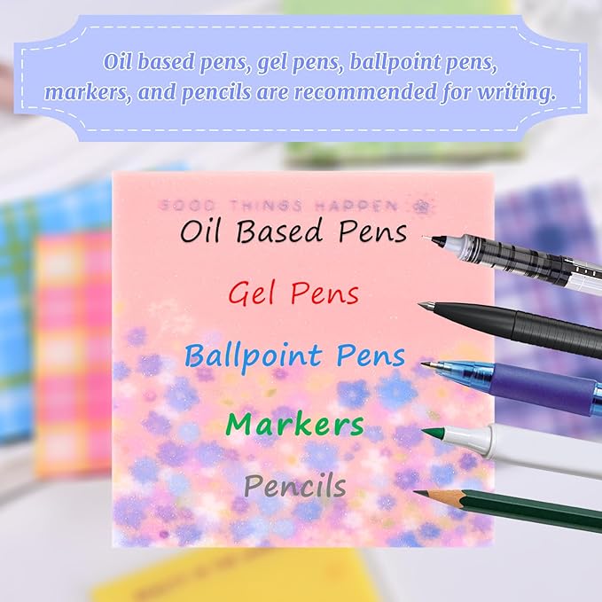 200 Sheets Transparent Sticky Notes, 3 x 3 Clear Self-Stick Note Glitter, Aesthetic Translucent Memo Pads, See Through Self-Adhesive Note for Office School (Multicolored Flower)