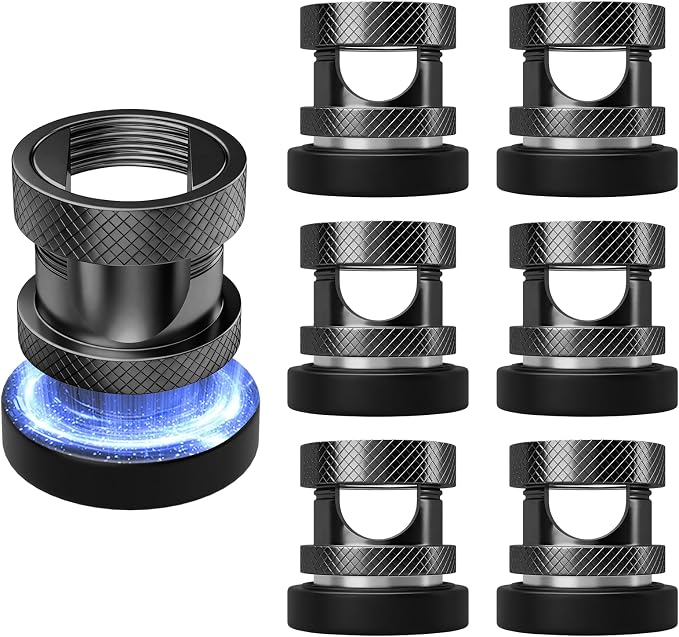Maveek 6 Pack Magnetic Cable Holders, Cord Anchor for Desk, Metallic Black | Wire Organizer USB Charging Cords Management For Home Nightstand Office Desk Car Dash Cam, Strong Adhesive & Magnetic Mount