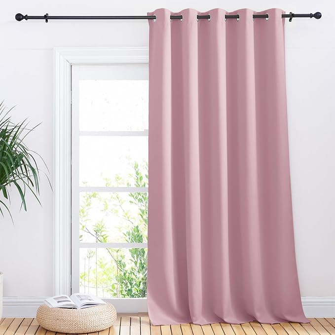 NICETOWN Sliding Door Curtains, Wide Thermal Blackout Patio Door Curtain Panel, Rouge Pink, W70 x L95, Sliding Door Drapes/Draperies with Grommet Top
