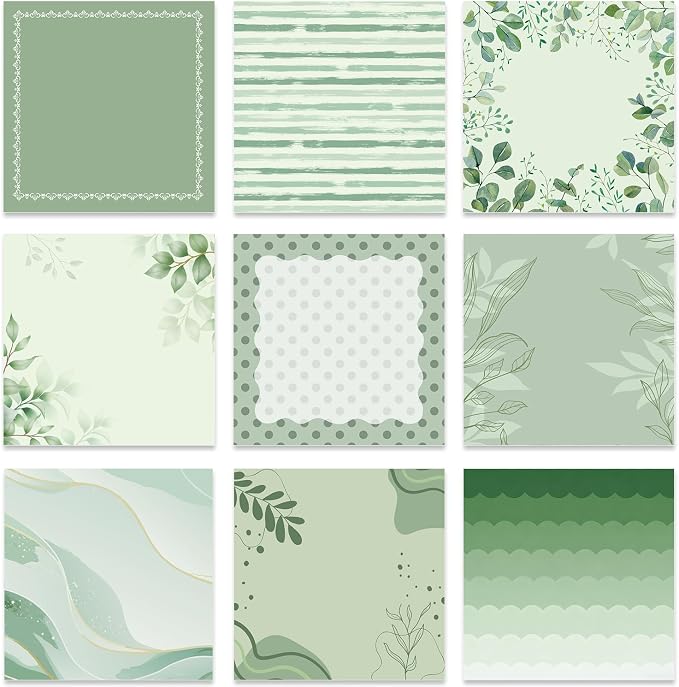 Aesthetic Sticky Notes Gifts, 9 Pack Green Aesthetic Notepads 3x3 Inch Gifts for Coworkers Students, Sage Green Memo Pads Office School Supplies for Men Women (450 Sheets)