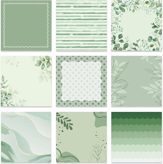 Aesthetic Sticky Notes Gifts, 9 Pack Green Aesthetic Notepads 3x3 Inch Gifts for Coworkers Students, Sage Green Memo Pads Office School Supplies for Men Women (450 Sheets)
