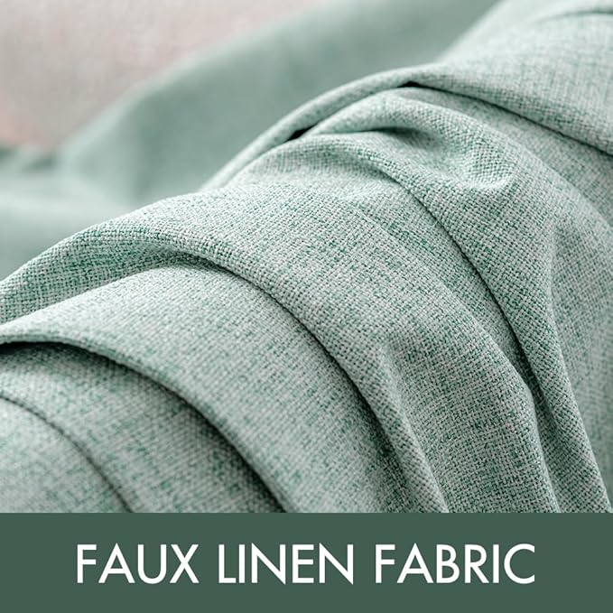 MIULEE Linen Texture Curtains for Bedroom Solid 100% Blackout Thermal Insulated Seafoam Green Curtains Grommet Room Darkening Drapes for Living Room 52x84 Inch (2 Panels)