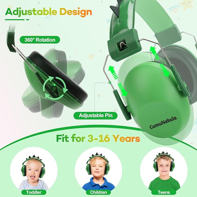 Noise Cancelling Headphones for Kids, Kids Ear Protection 28dB SNR Noise Reduction Ear Muffs for 3-16 Years Toddler/Children, Noise Cancelling Headphones Hearing Protection For Fireworks/Monster Truck