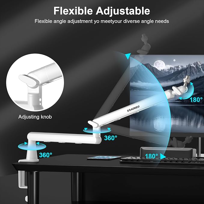 Microphone Arm,Aokeo AK-55 Desk Low Profile Adjustable Mic Boom Arm Stand,Suitable For Blue Yeti,Snowball iCE, HyperX QuadCast,SoloCast,Elgato Wave,Etc