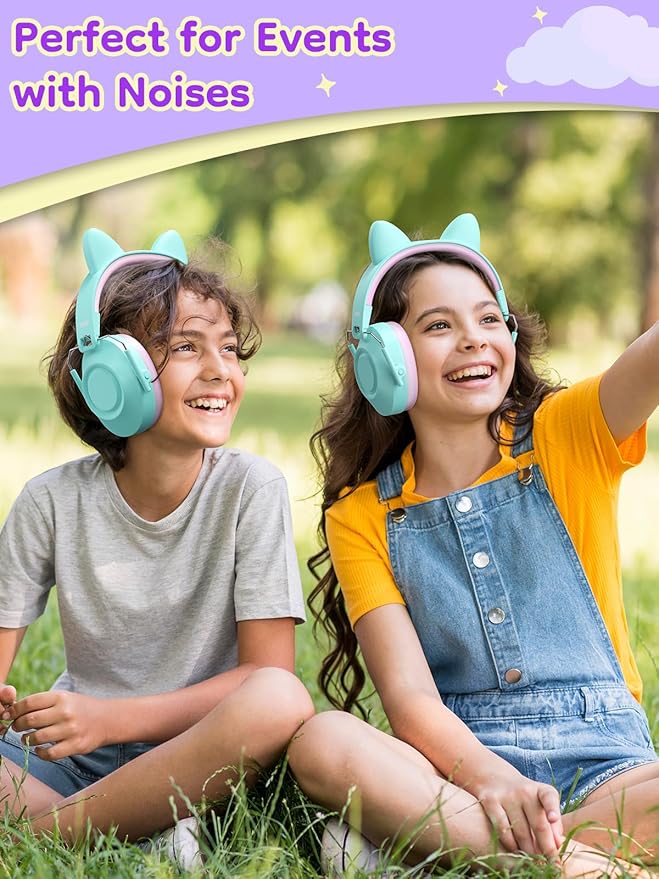 Noise Cancelling Headphones for Kids, SNR 32dB Noise Reduction Safety Ear Muffs for Autism Sensory, Hearing Protection for Monster Jam, Airplane, Firework Show with DIY Stickers -2Pack