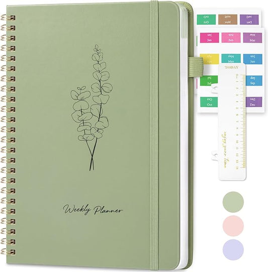 Oucaru Undated Weekly Planner, A5 To Do List Notebook with Goal & Habit Tracker Organizer, 52 Weekly Planner Notebook with Spiral Binding for Office Home School Supplies