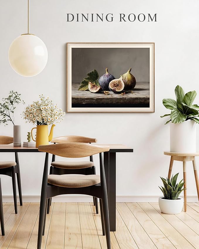 VIYYIEA Framed Wall Art for Living Room, Still Life Fig Canvas Prints, Rustic Kitchen Wall Decor, Vintage Fruit Art for Dining Room Bedroom Office, Modern Aesthetic Gift, 16x20 Inch