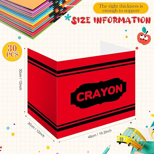 Sherr 30 Pcs School Privacy Boards Bulk for Student Colored Desk Trifold Divider Panels Privacy Partition Folder for School Student Teacher Desk, 15.8 x 13.4 x 11.81 Inch (Crayon,Crayon Color)