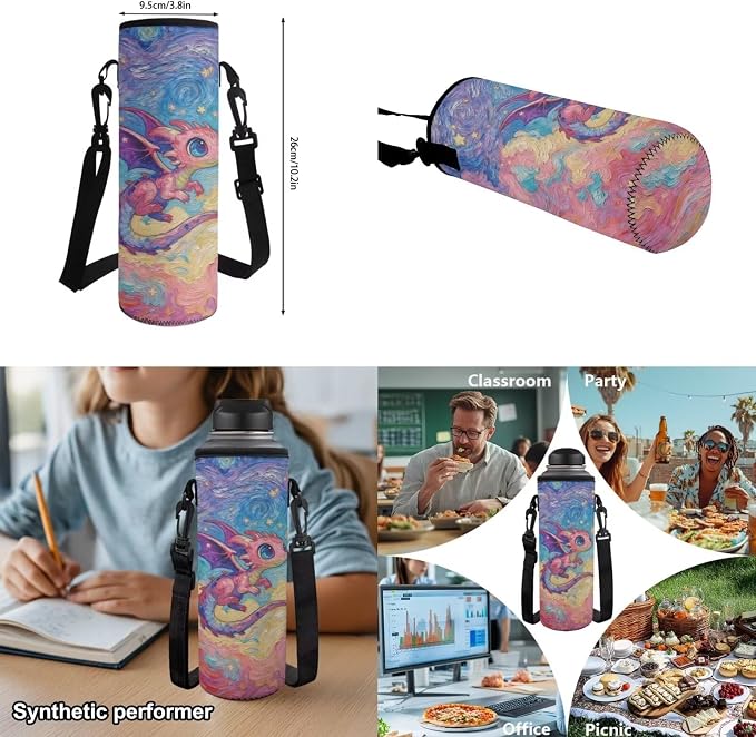 Pink Dragon Cute Backpacks for School Girl with Lunch Box, Starry Night Graphic 17 Inch Bookbag with Lunch Bag 4PCS Set, Elementary School Bag for Kids Age 6-8 Back to School