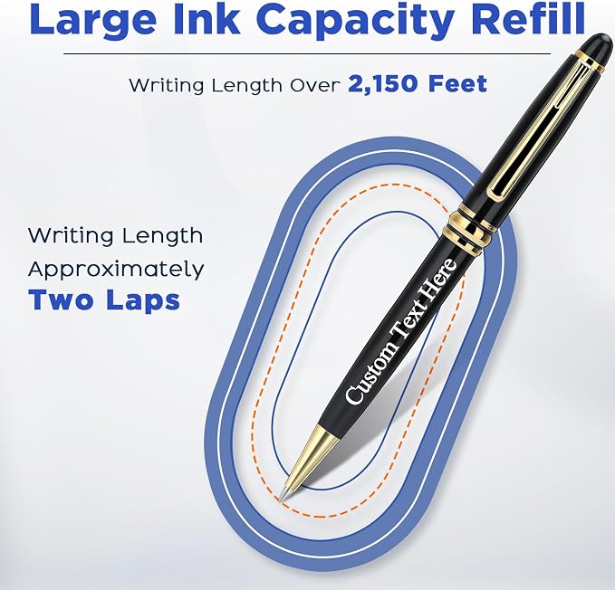 Personalized Executive Business Pen - Custom Engraved With Your Name - Luxury Gift Set With Box for Men & Women - Free Engraving - Black